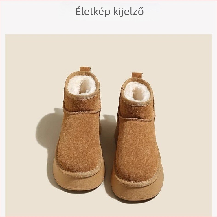 Női hócsizmák, magas szárú, vastag talp, csúszásmentes, szőrme bélés