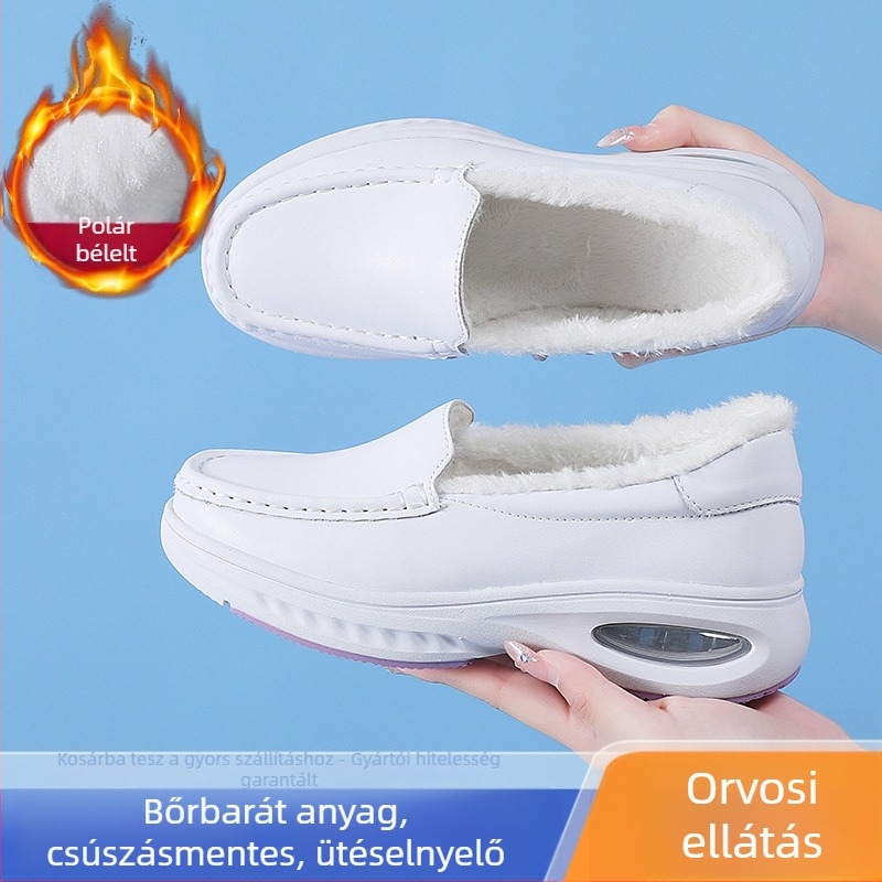 Női téli ápolói papucsok, slip-on, felső mikroszálas bőr, belső Super Fiber bélés, EVA talp, alacsony sarok 1–3 cm