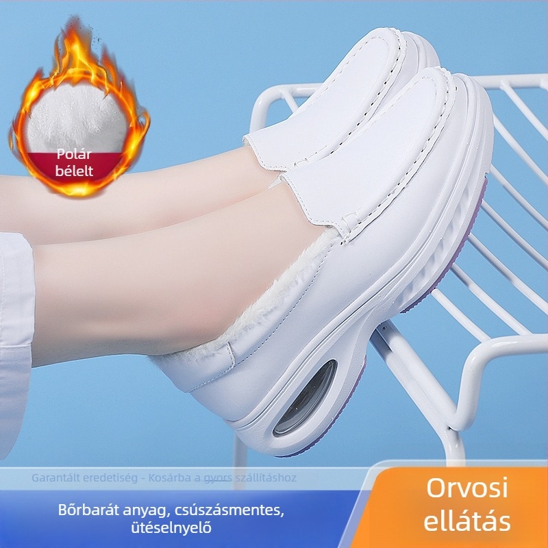 Női téli ápolói papucsok, slip-on, felső mikroszálas bőr, belső Super Fiber bélés, EVA talp, alacsony sarok 1–3 cm