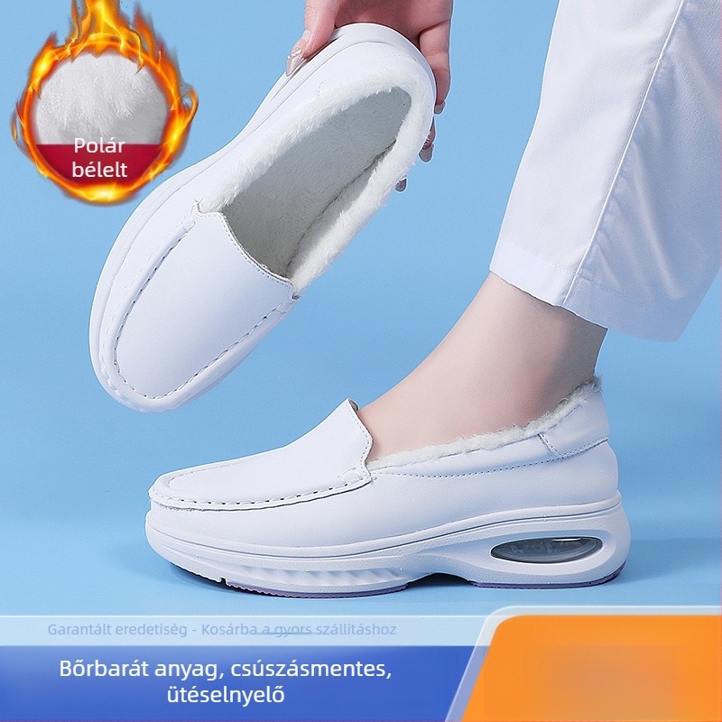 Női téli ápolói papucsok, slip-on, felső mikroszálas bőr, belső Super Fiber bélés, EVA talp, alacsony sarok 1–3 cm