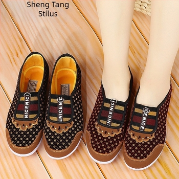 Női vászon slip-on cipő velúr felsőrésszel, gumírozott talppal, alacsony 1–3 cm magas sarkú, légáteresztő és könnyű, tavasz–nyár–őszre