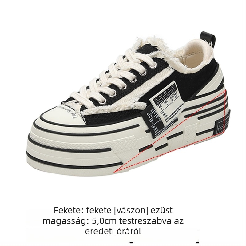 Uniszex vászoncipő rejtett sarokkal, vastag gumitalppal, magasság növelő, elől kötős hátul zárás, őszi mindennapi stílus