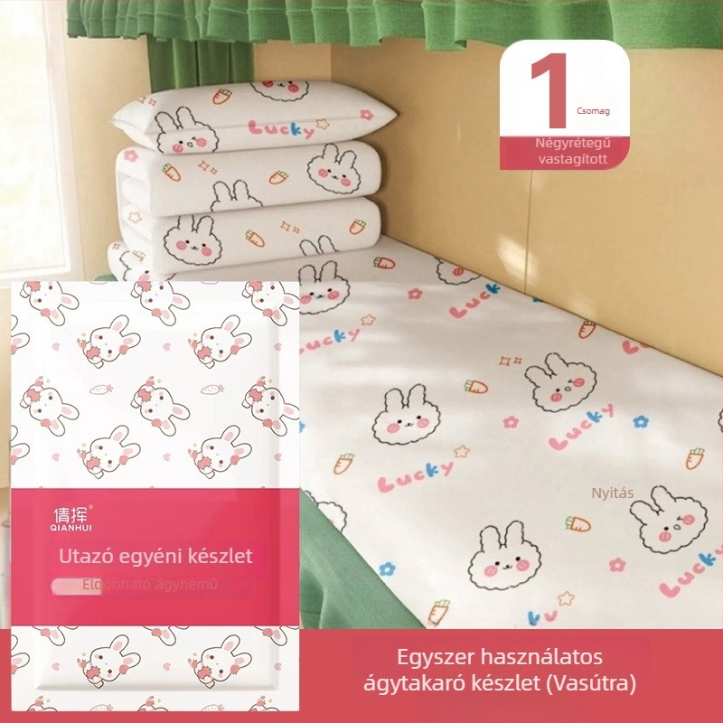 Vasúti egyszer használatos egyszemélyes ágyneműkészlet – nemszőtt anyag, 3 darab ( lepedő, paplanhuzat, párnahuzat)