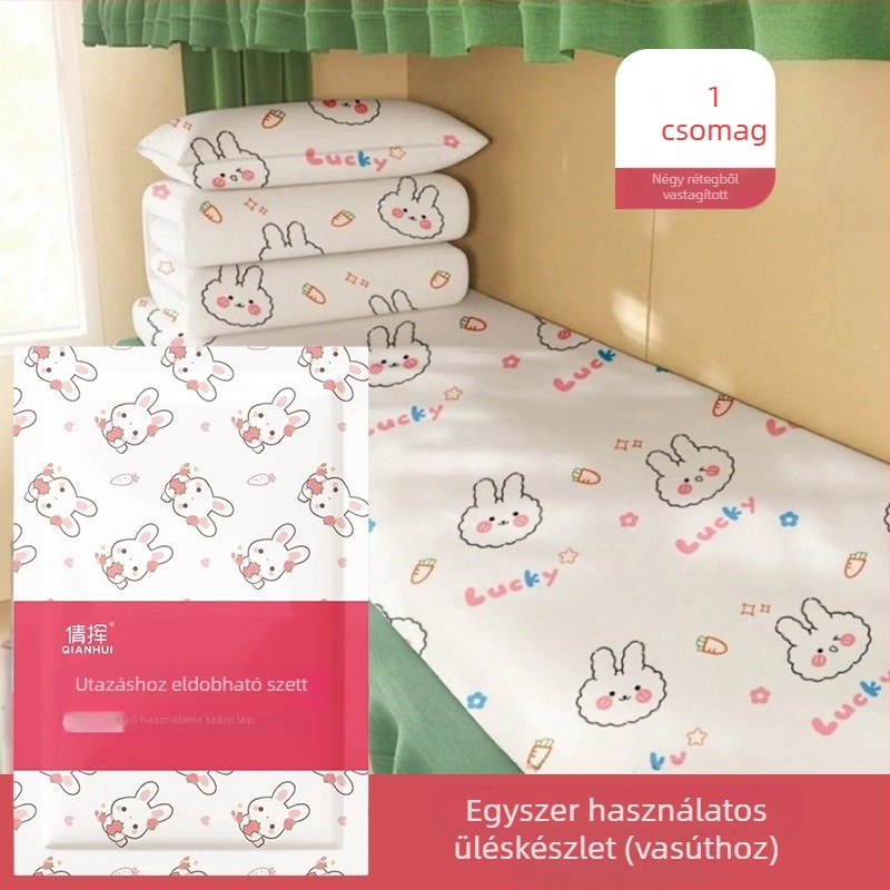 Vasúti egyszer használatos egyszemélyes ágyneműkészlet – nemszőtt anyag, 3 darab ( lepedő, paplanhuzat, párnahuzat)