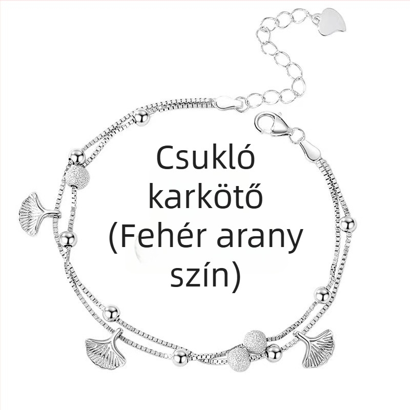 S925 ezüst boka lánc – Sansheng Lucky motívum, koreai stílus, levél dizájn, modell JL013