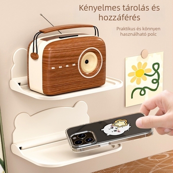 Összecsukható falra szerelhető tároló, PP anyagú, egyemeletes, többfunkciós