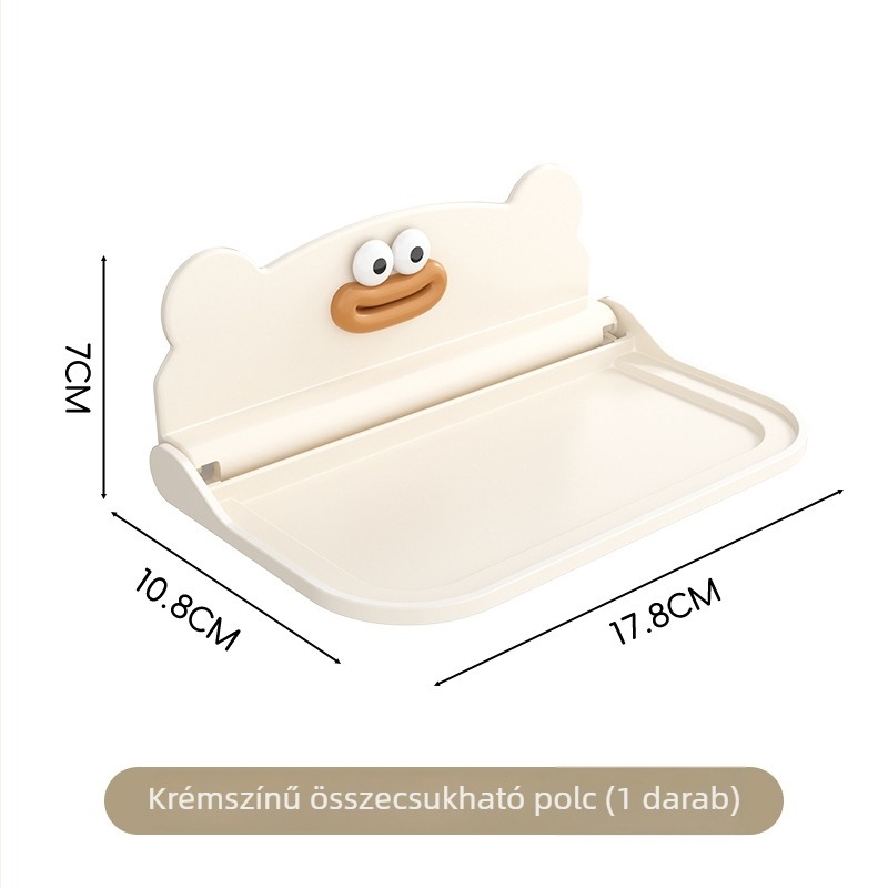 Összecsukható falra szerelhető tároló, PP anyagú, egyemeletes, többfunkciós