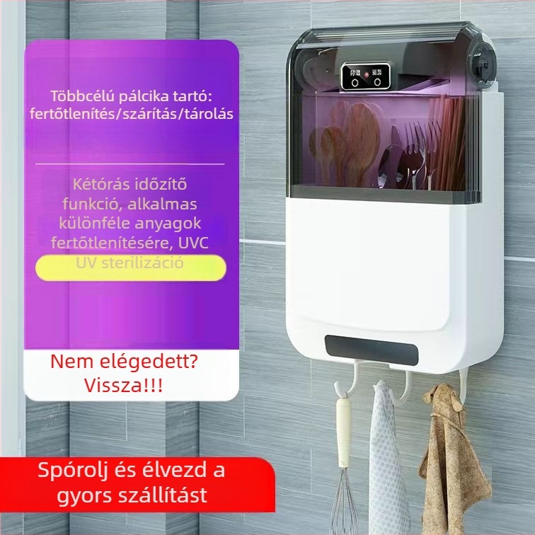 Intelligens multifunkcionális evőpálcika sterilizáló, falra szerelhető tároló (PP anyag, sterilizálás, penészálló)
