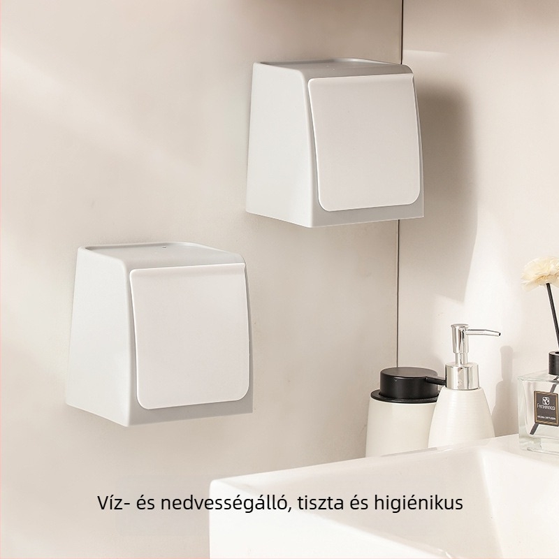 Japán stílusú falra rögzíthető higiéniai betét tároló doboz (anyag PP, 100% új műanyag, tömege 346,7 g)