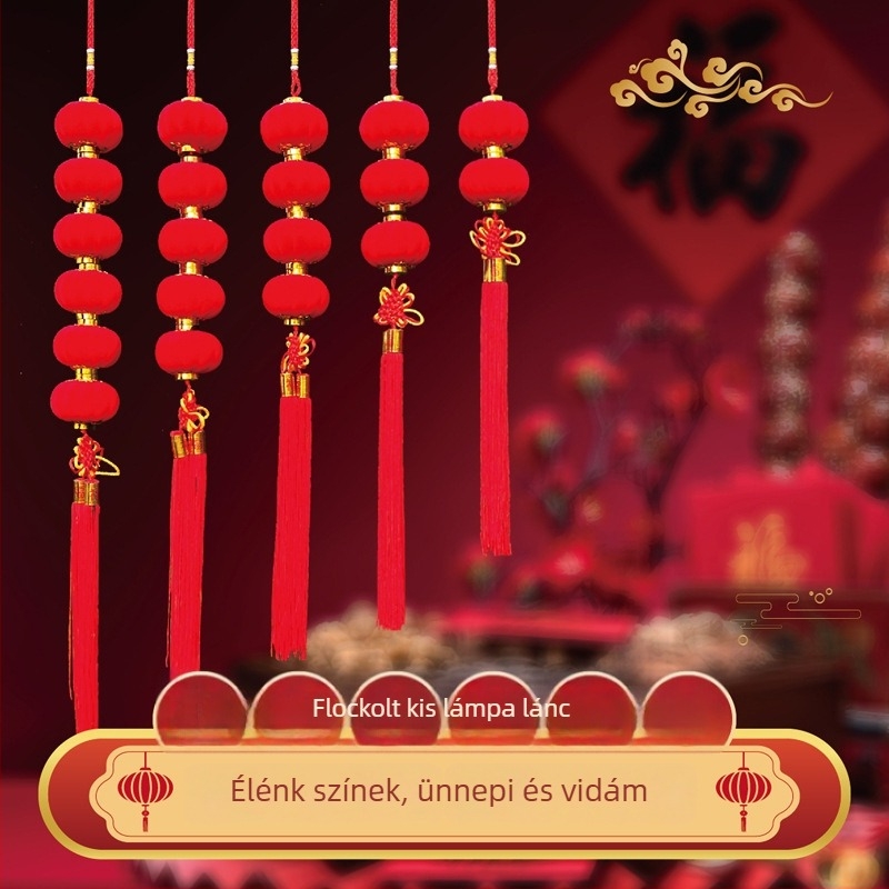 Lámpásfüzér – kerek lámpások kültéri díszítéshez, beállítható 2–6 sorban; gyártási folyamatok: mechanikus, népi mesterség, injekciós öntés; stílus: pásztor, kínai, nemzeti szellem, klasszikus