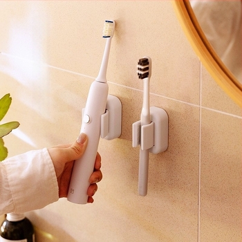 Fali fogkefetartó, fúrás nélkül, ABS + TPE anyagú, 3M ragasztóval, elektromos fogkefékhez