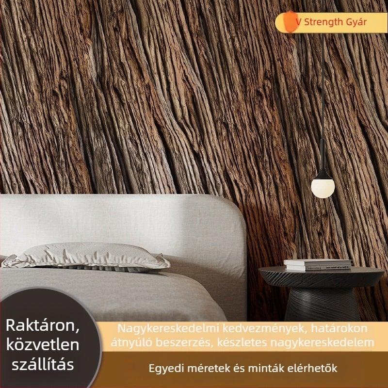 Fa erezet és csomózott textúrájú tapéta, PVC anyag, öntapadós, márka Bvl, könnyű luxus stílus