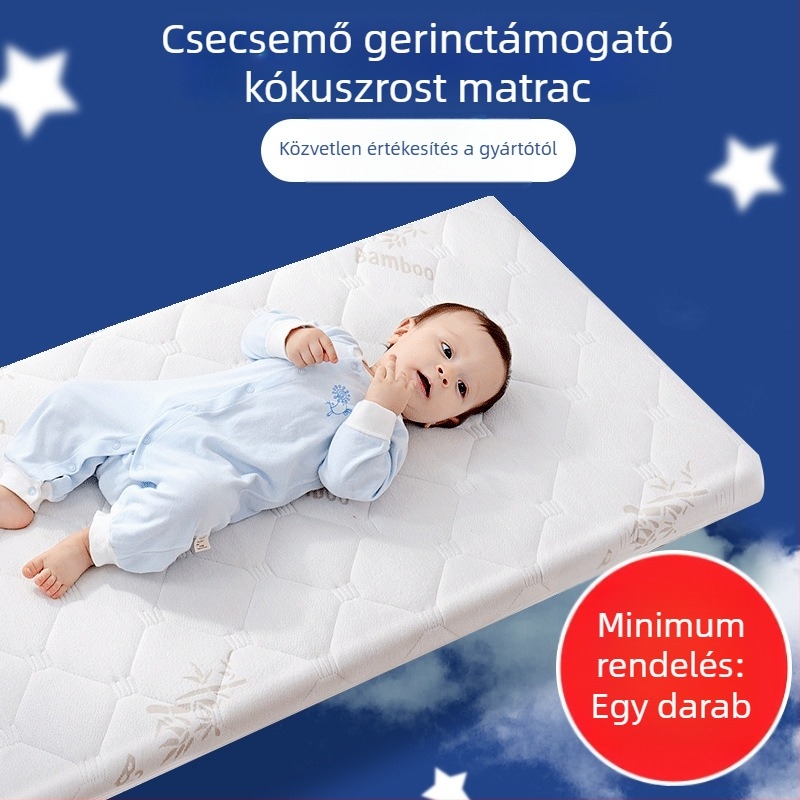 Baba-matrac Babu Fairy Tales palmás töltettel és kötött szövettel, babáknak, több méretű ágyakhoz