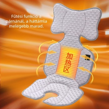 Babakocsi ülés párna elektromos fűtéssel, bean velvet anyag, hordozható energiaforrás téli sétákhoz