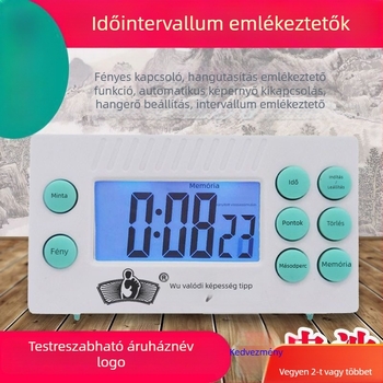 Lábmasszázs visszaszámláló időzítő LCD kijelzővel, riasztással, akkumulátorról működik, műanyag ház