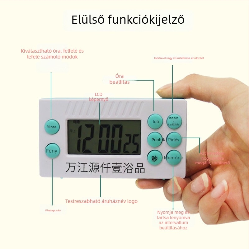 Lábmasszázs visszaszámláló időzítő LCD kijelzővel, riasztással, akkumulátorról működik, műanyag ház