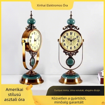 Asztali óra, északi stílus, analóg kijelző, akkumulátoros működés, fém ház