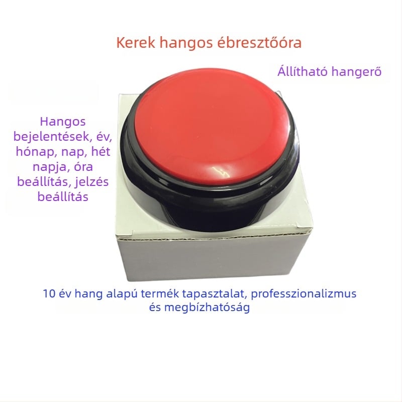 Beszélő óra állítható hangerővel, naptárral, akkumulátoros, elektronikus mozgással, műanyag ház