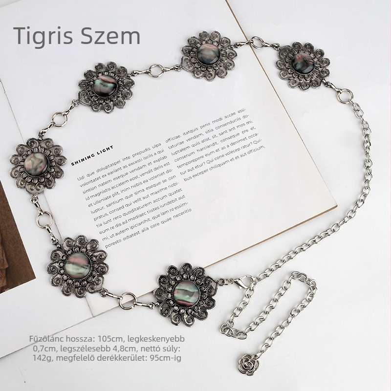 Fém deréklánc nőknek, bohem stílusú retro virágos dizájn, 2024 ősz kiadás, testreszabás elérhető