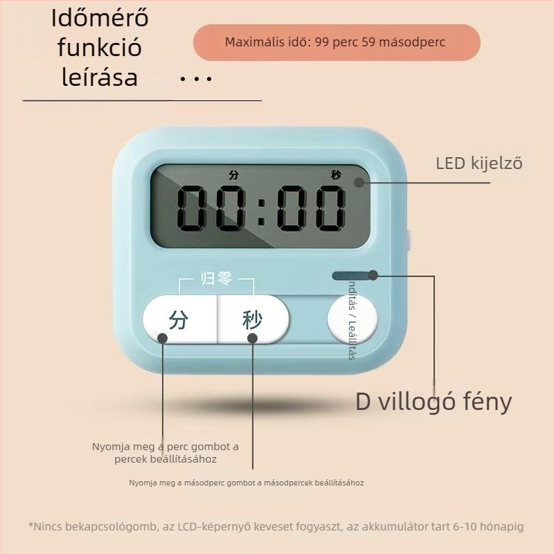 Morning light elektronikus visszaszámláló időmérő digitális LED kijelzővel, akkumulátorral működik, műanyag ház