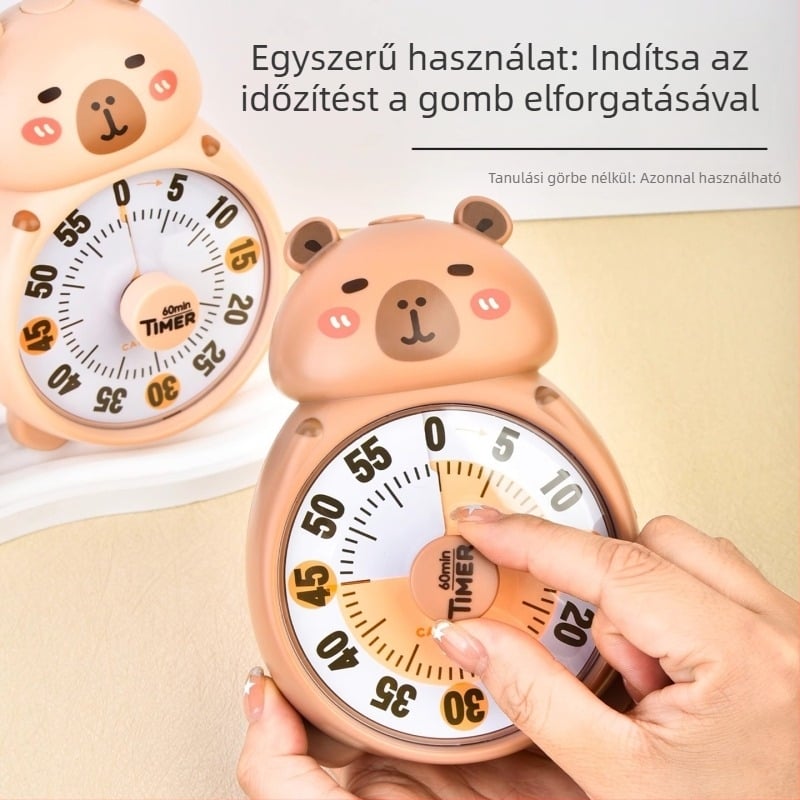 Capibala időzítő diákoknak – konyha- és tanulási időzítő kronográffal, elemes, ovális műanyag ház