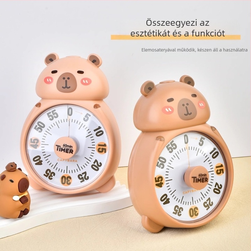 Capibala időzítő diákoknak – konyha- és tanulási időzítő kronográffal, elemes, ovális műanyag ház