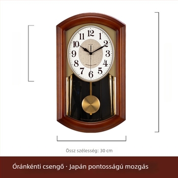 Fali óra JZB-GT9515-1, fa ház, fém számlap, elemmel működik, sweep mozgás