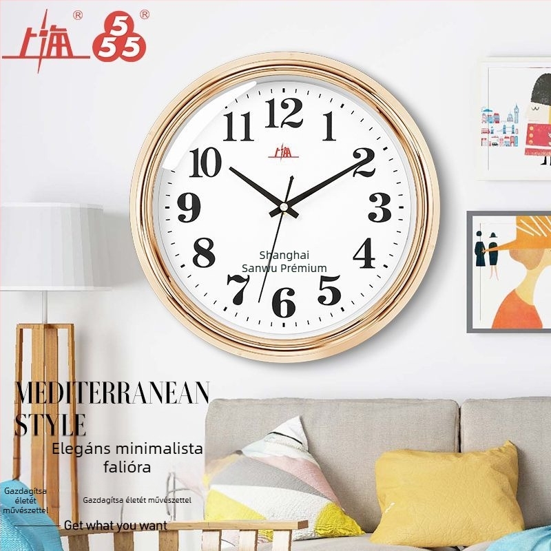 Shanghai Sanwu fali óra a nappaliba, modern minimalist design, csendes kvarc mechanizmus, falra szerelhető