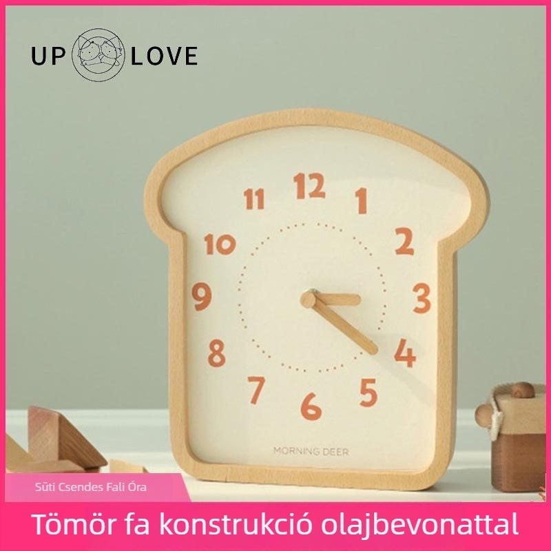 Fa falióra tető alakú dizájnnal, mechanikus mozgású, elemmel működő, műanyag számlappal; nappali, hálószoba és dolgozószoba számára.