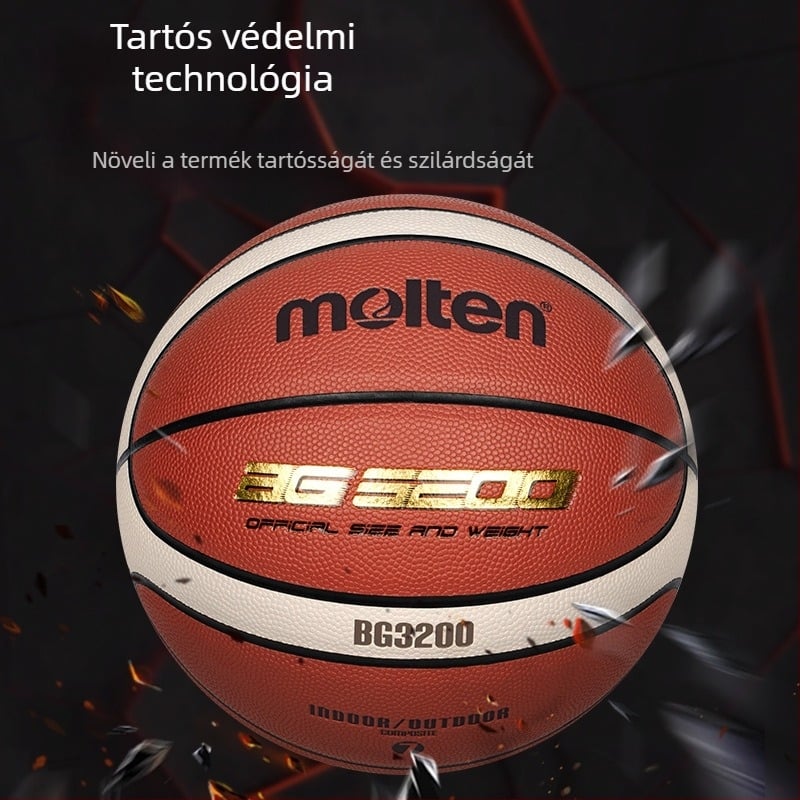 Molten PU kosárlabda — kopásálló, logó nélküli, ifjúsági versenykosárlabda, alkalmas kosárlabdára és röplabdára