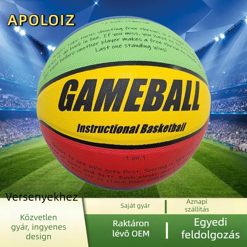 Kosárlabda személyre szabott logóval és gravírozással, PU anyag, testreszabott feldolgozás, termékkód Basketball 001
