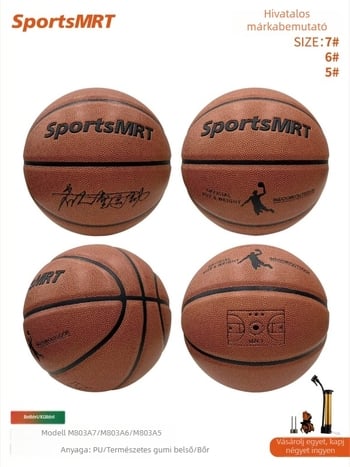 SportsMRT M803 PU kültéri kosárlabda, méret №567, felnőtteknek, edzőlabda cementes pályára