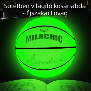 Holografikus, reflektív, fénylő zöld kosárlabda rainbow csillagos ég mintával, 7-es méret, divatos labda