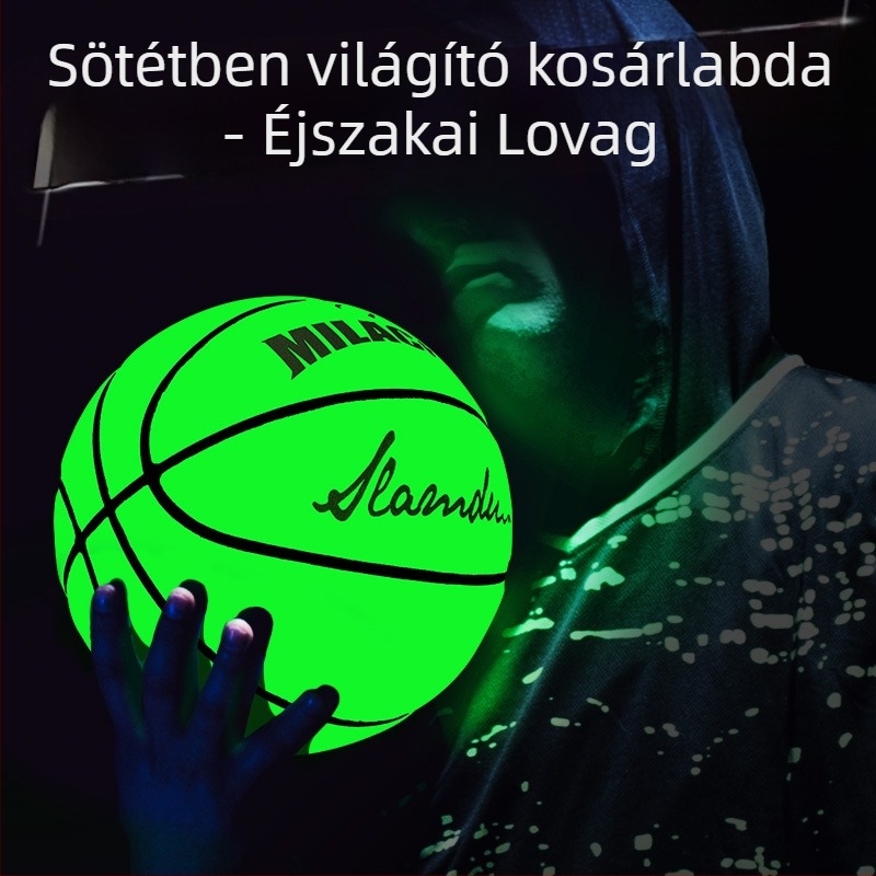 Holografikus, reflektív, fénylő zöld kosárlabda rainbow csillagos ég mintával, 7-es méret, divatos labda