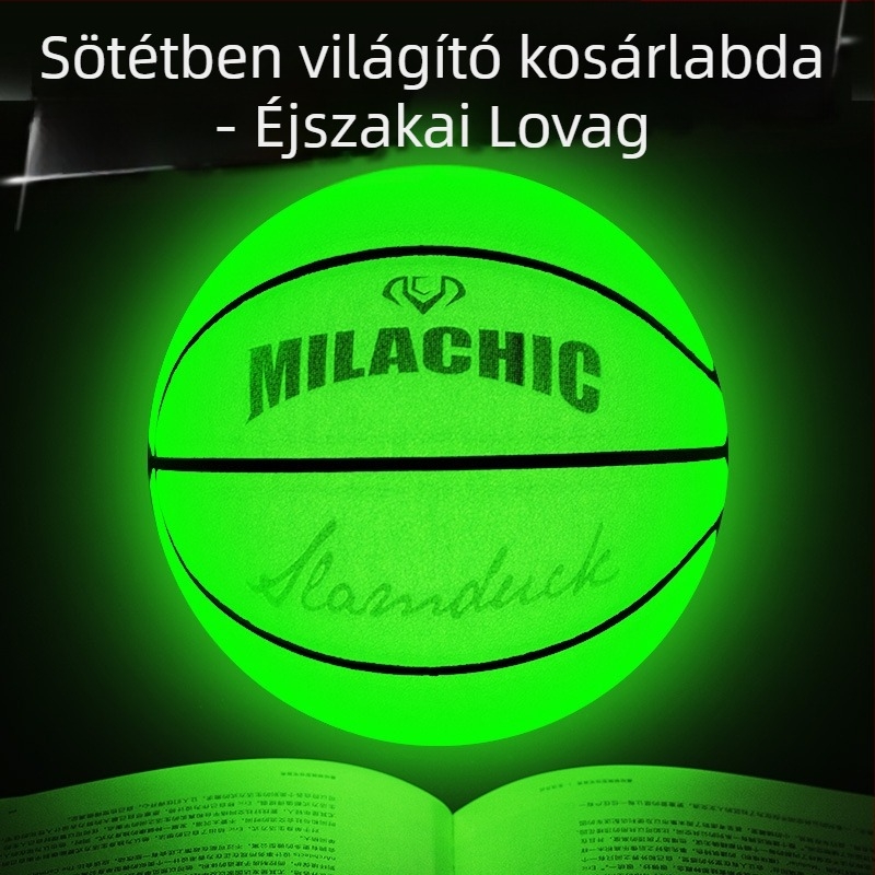 Holografikus, reflektív, fénylő zöld kosárlabda rainbow csillagos ég mintával, 7-es méret, divatos labda