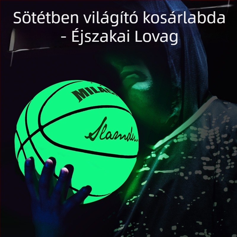 Holografikus, reflektív, fénylő zöld kosárlabda rainbow csillagos ég mintával, 7-es méret, divatos labda