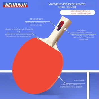 Venezon asztalitenisz ütő vízszintes fogással, poplar alaplemez, reverse glue gumi, testreszabható logó
