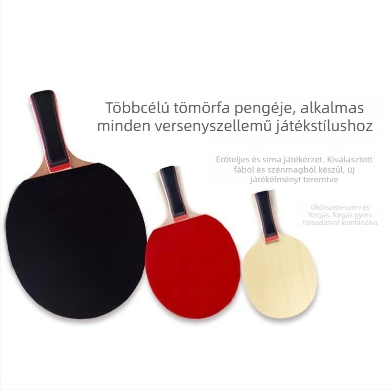 Asztaliteniszütő anti-glett gumival, oldalsó ütés, nyárfa penge, két darabos készlet