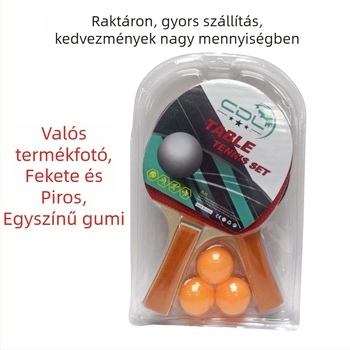 Asztalitenisz szett – 2 ütő és 3 labda, nyárfa penge, kétszínű szivacs gumis, oldalsó ütés