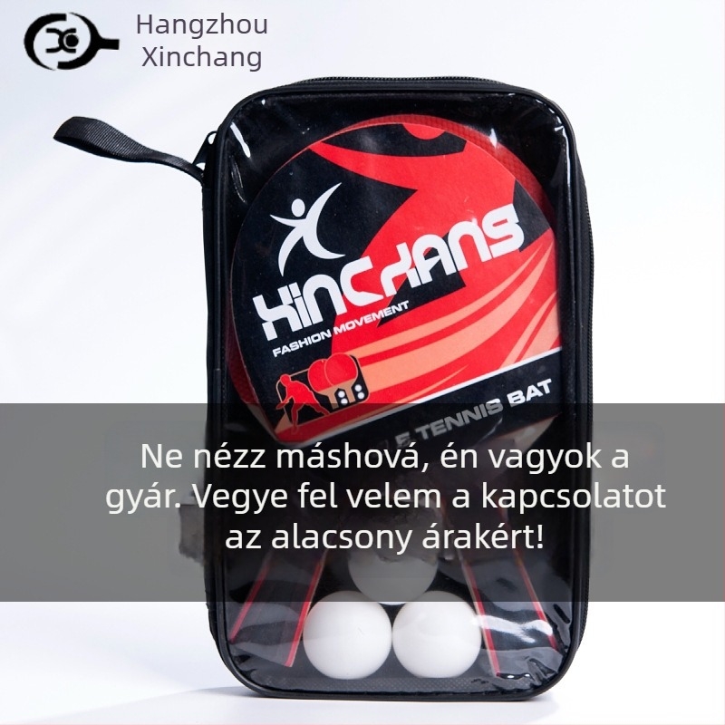 Asztaliteniszütő készlet 2 ütővel és 3 labdával, vízszintes fogás, Poplar alaplap, ragasztó gumi