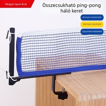 New Whale hajtogatható pingpong hálókeret – hordozható asztalitenisz tartó poliészter hálóval és fém rácsszerkezettel, nettó tömeg 795 g