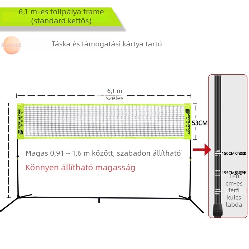 Badminton hálóváz – hordozható, beltéri és kültéri használatra; anyag 38491298423; testreszabható feldolgozás; márka Mornstar/Morisdan; licencelhető privát címke