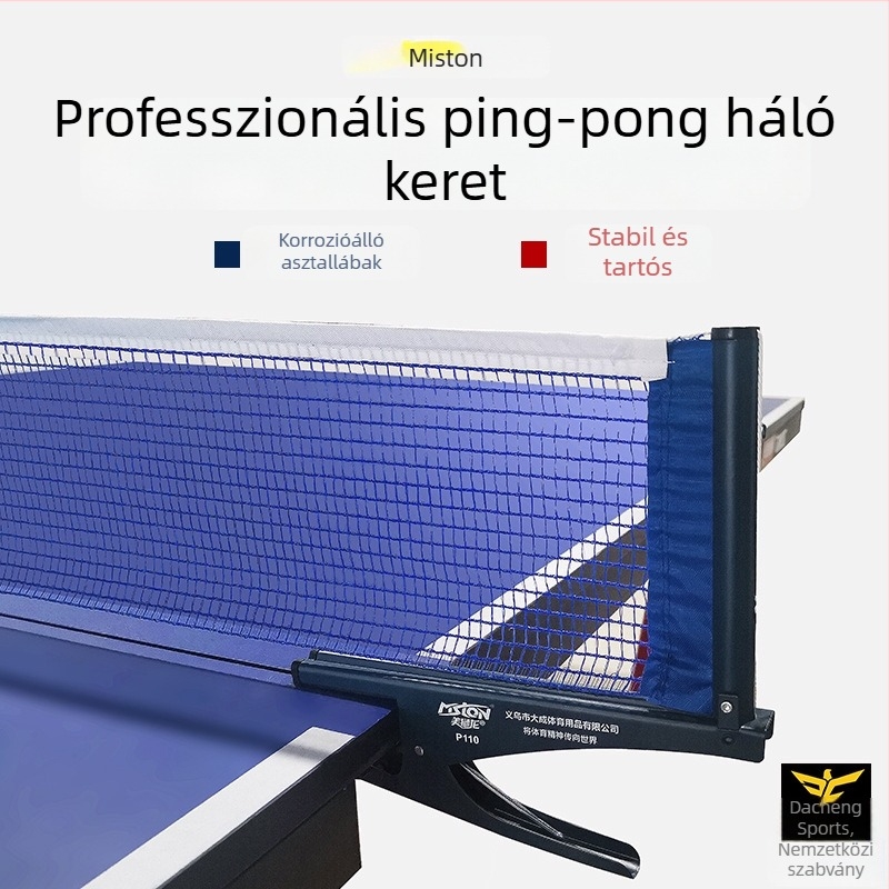 Hordozható asztali tenisz hálóállvány középső elválasztóval, beltéri használatra, ötvözet, Beautiful Lion