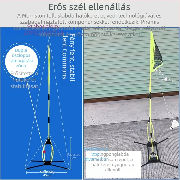Bádminton hálókeret, hordozható, kültéri használatra, összecsukható, standard/profi kategória, márka Mornstar/Morisdan