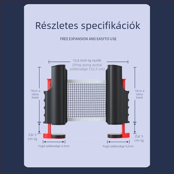 Asztalitenisz hálóállvány - hordozható, szabadon álló, teleszkópos középső háló, kültéri használatra, ABS anyag
