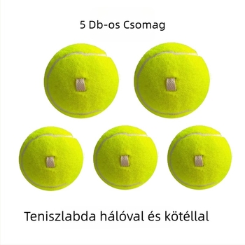Tenisz edző egyéni gyakorláshoz rögzített kötéllel, rugalmas visszacsatolási zsinórral és labdával, kémiai rostból készített