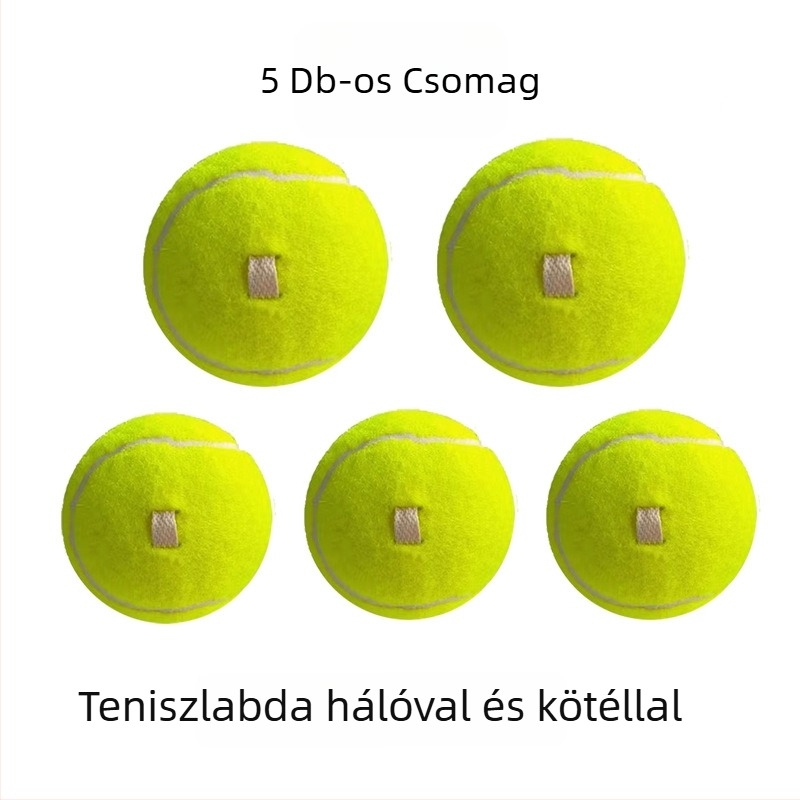 Tenisz edző egyéni gyakorláshoz rögzített kötéllel, rugalmas visszacsatolási zsinórral és labdával, kémiai rostból készített