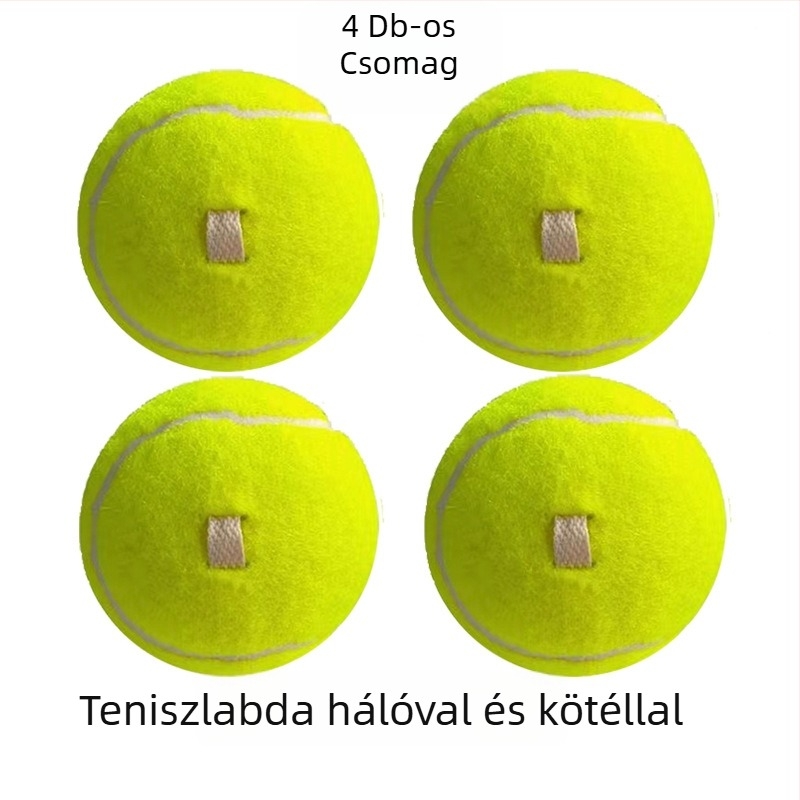 Tenisz edző egyéni gyakorláshoz rögzített kötéllel, rugalmas visszacsatolási zsinórral és labdával, kémiai rostból készített