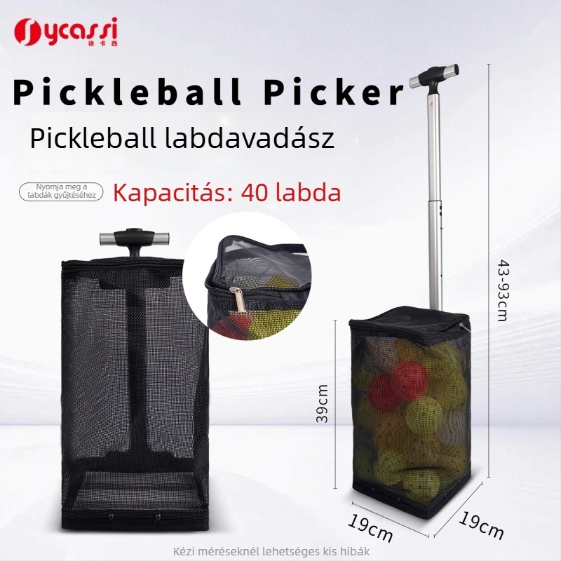Labdavadász pickleball és tenishez, nagy kapacitású, lefelé nyomó kialakítással és tároló táskával