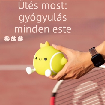 Teniszütő alakú éjjeli lámpa USB töltéssel, szilikon lámpabura, beépített akkumulátor, feszültség ≤ 36 V, FCC tanúsítvány